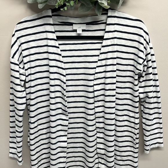 J. Jill Striped Open Front Long Duster Cardigan Sweater S Petite - Picture 2 of 16